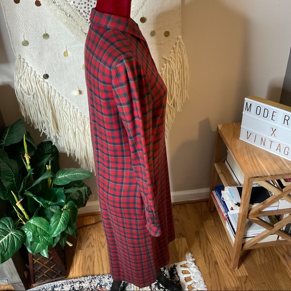 Vintage 1979 Evan-Picone Wool Cotton Blend Plaid Dress Size 10 Red - Picture 5 of 8